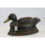 Large painted Cast Iron doorstop in the form of a Mallard Duck