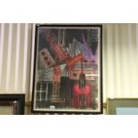 David Smith, 20th century Large Pastel Abstract Display by Lamp Light