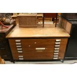 Retro Teak Plan Chest with Eight Drawer, 135cms long x 79cms high x 99cms deep