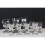 Small group of vintage drinking glasses to include three 19th Century Rummers or Ale glasses