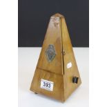 Wooden cased clockwork Metronome with plaque for "Maelzel Paquet"