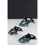 Three vintage Poole Pottery Dolphins