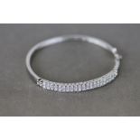 Silver and CZ Two Row Bangle