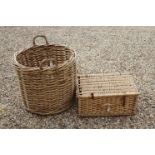 Large Wicker Two Handled Basket together with a Wicker Picnic Basket