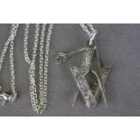 Silver Masonic Style Pendant Necklace on Silver Chain