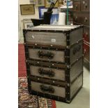 Contemporary Chest of Three Drawers in the form of a Silvered Studded Cabin Trunk, 72cms high