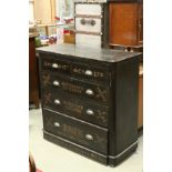 Victorian Oak Chest of Two Short over Three Long Drawers, contemporary distressed painted with