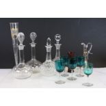 Collection of Mixed Glass including Four Decanters, Claret Jug (no stopper) and a Tall Glass with