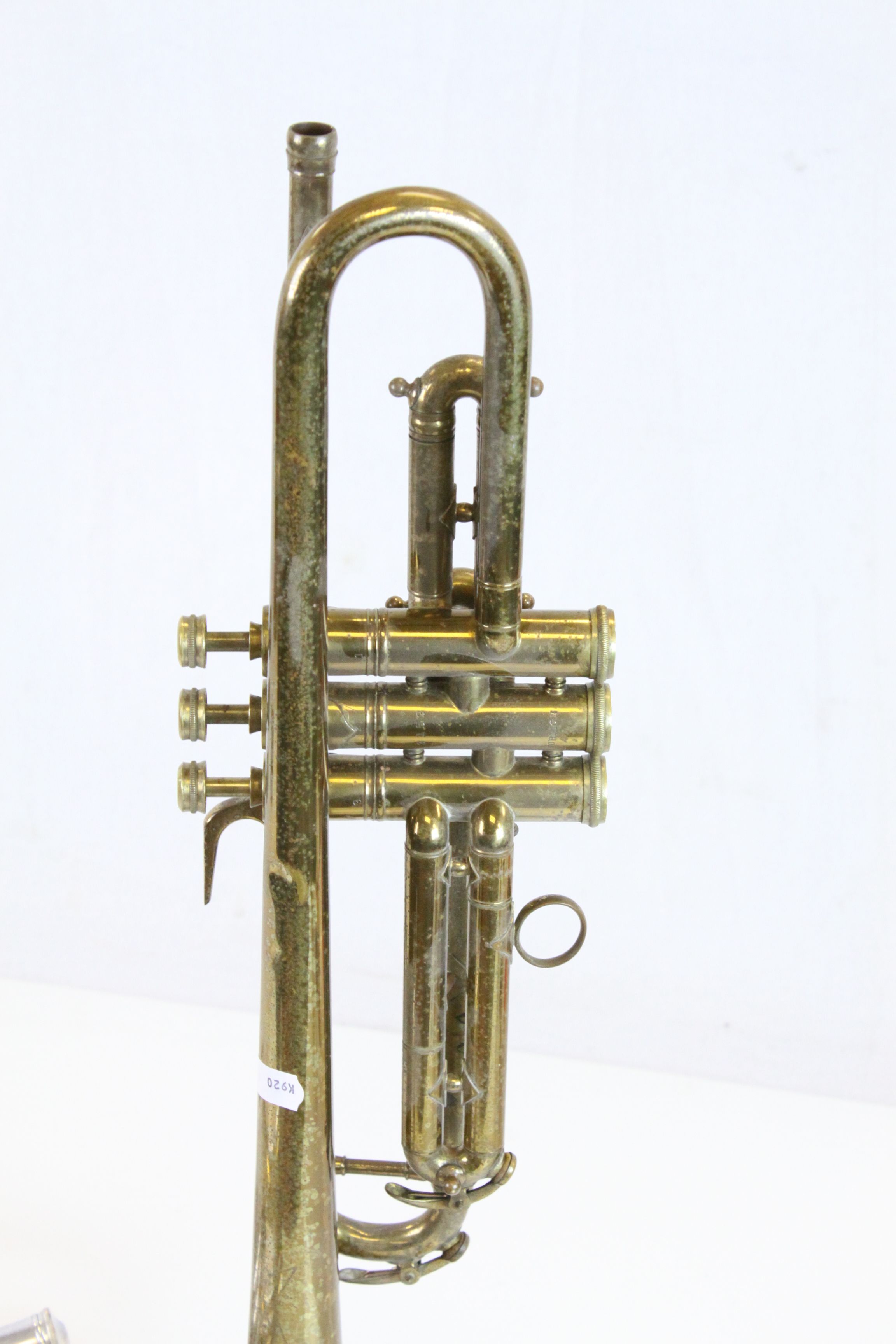 Two vintage Trumpets to include a Brass one marked "Manhattan" and a Silver plated example marked " - Image 2 of 9