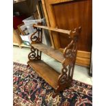 Victorian Mahogany Hanging Wall Shelf with Fretwork Carved Sides