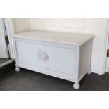 Painted Wooden Blanket Box on Ball Feet