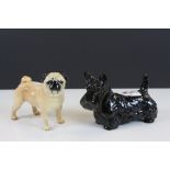 Beswick ceramic model of a Pug "Ch Cutmil Cupie" & a Highland Terrier
