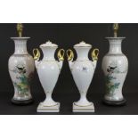 Two pairs of ceramic Lamp bases to include "Kaiser" urn style with gilt decoration and an Oriental