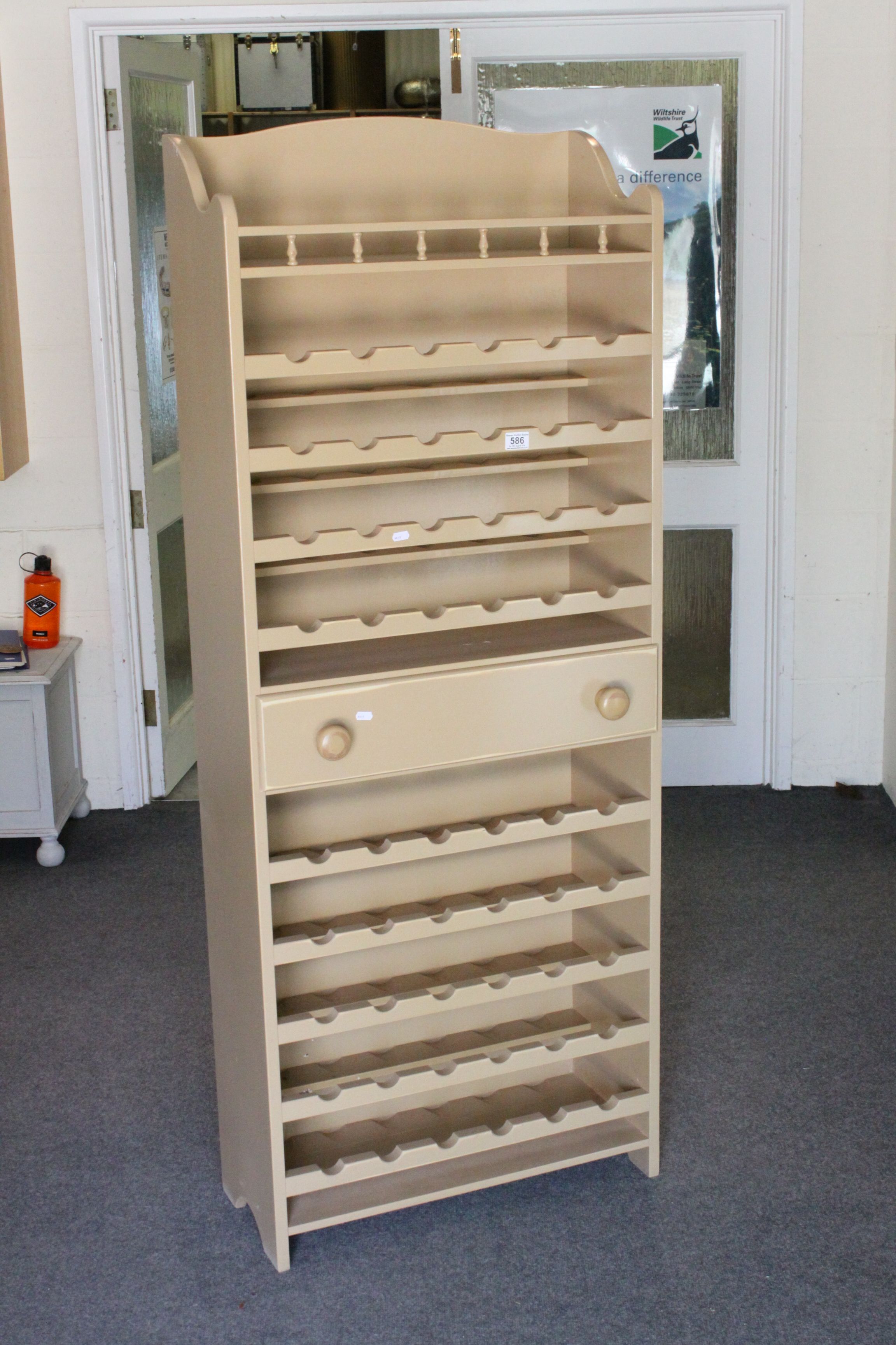 Contemporary 54 Wine Bottle Rack / Storage Unit with central drawer, approx. 169cm high x 68cm wide