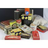 Large collection of vintage Stamps in old Tins and Albums and a collection of vintage Cigarette