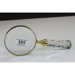 Large Brass Hand Held Magnifying Glass