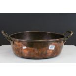 Large Copper Twin Handled Pan