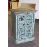 Moorish Style Distressed Painted Two Door Cupboard, 91cm high x 61 wide