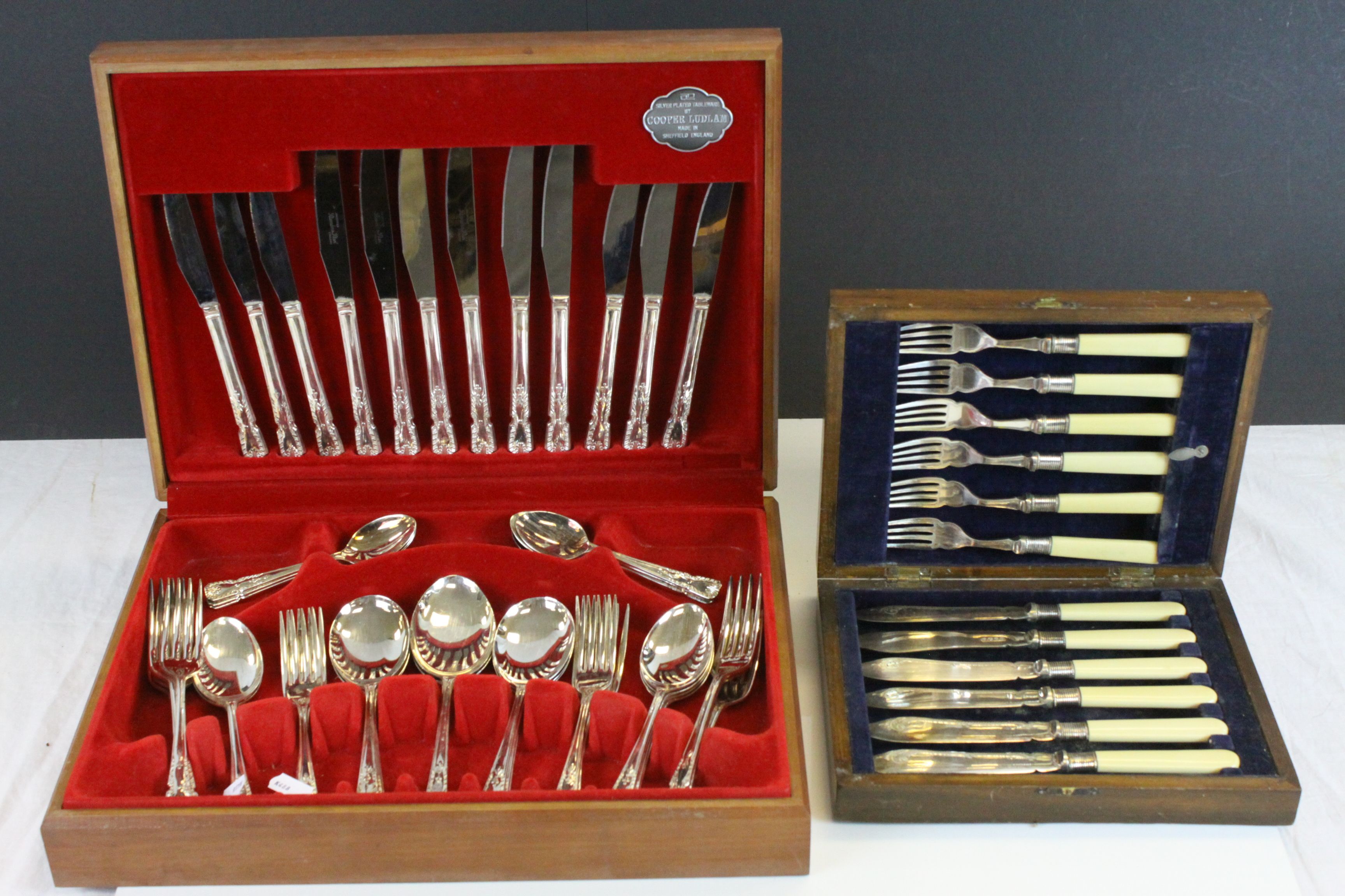 Canteen of Silver Plated Cutlery by Cooper Ludlam, six place setting plus a Cased Set of Fish Knives