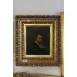 Oil on Canvas, Portrait of a 17th century Gentleman, 26cms x 21cms, contained in a Carved Gilt