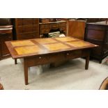 Dark Oak Coffee Table inset with lighter oak square panels, 100cms x 160cms