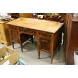 Edwardian Mahogany Writing Desk with Ebony and Satinwood Inlay, 130cms long