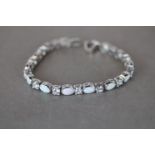 Silver CZ and Opal set Line Bracelet