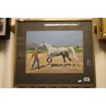 Framed and Glazed Watercolour of a Piebald Stallion by Jennifer A Cox