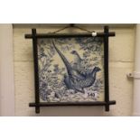 Josiah Wedgwood circa 1880 Etruria Tile depicting pheasants in woodland