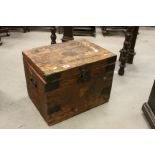 19th century Iron Bound Pine Storage Box