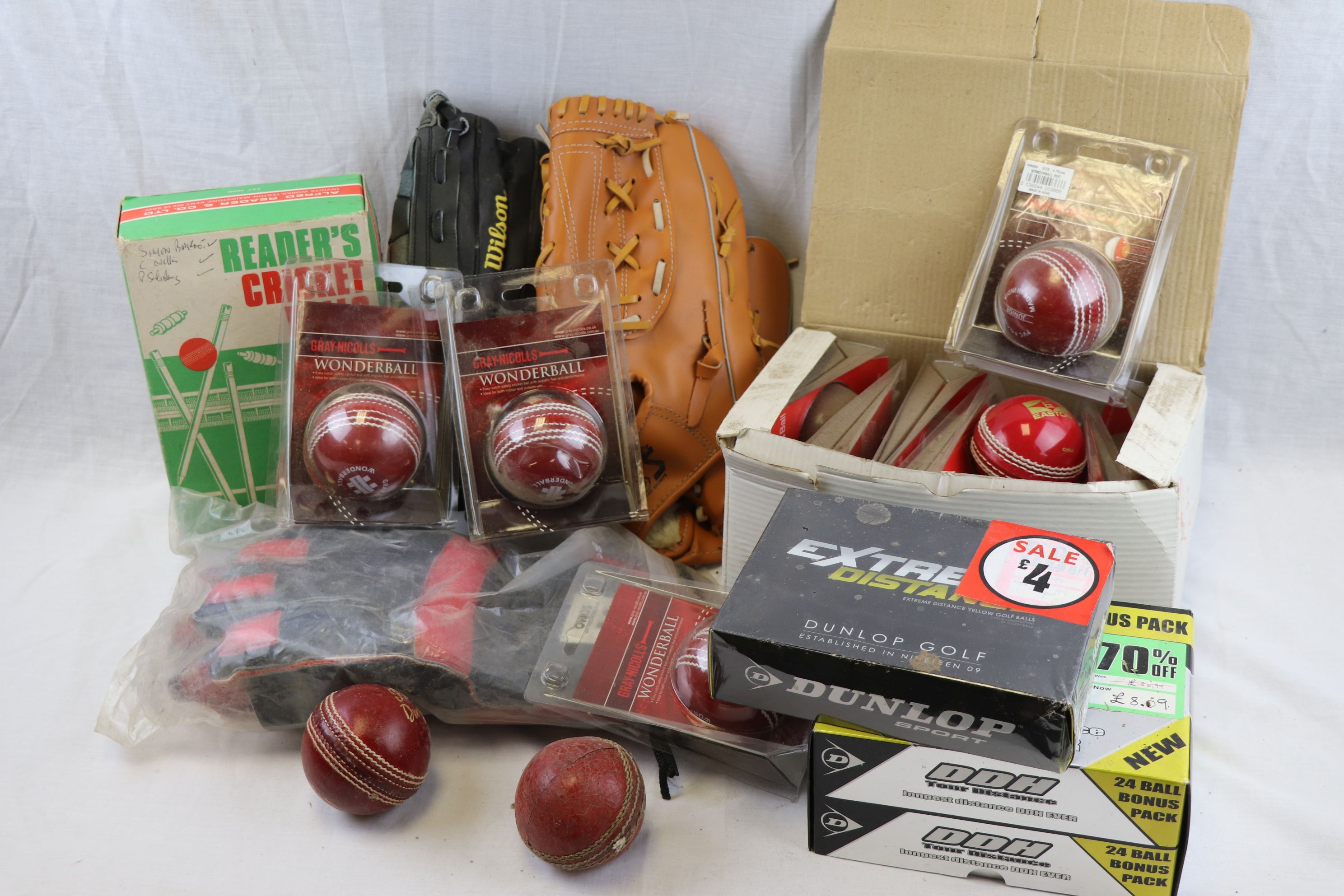 Mixed Lot of Sports Equipment including New and Used Cricket Balls, Baseball Gloves, Golf Balls, - Image 2 of 4