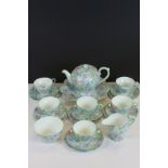Shelley six place teaset with teapot in "Melody" pattern & numbered 13453