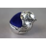 Sampson & Mordan Style White Metal Bird Chick Pin Cushion