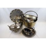 Collection of Vintage Silver Plate and a Brass Jam Pan
