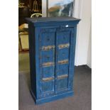 Moorish Style Hardwood Painted Two Door Cupboard with applied metal studs, 134cm high x 74cm wide