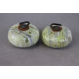 Pair of Curling Stone Paperweights