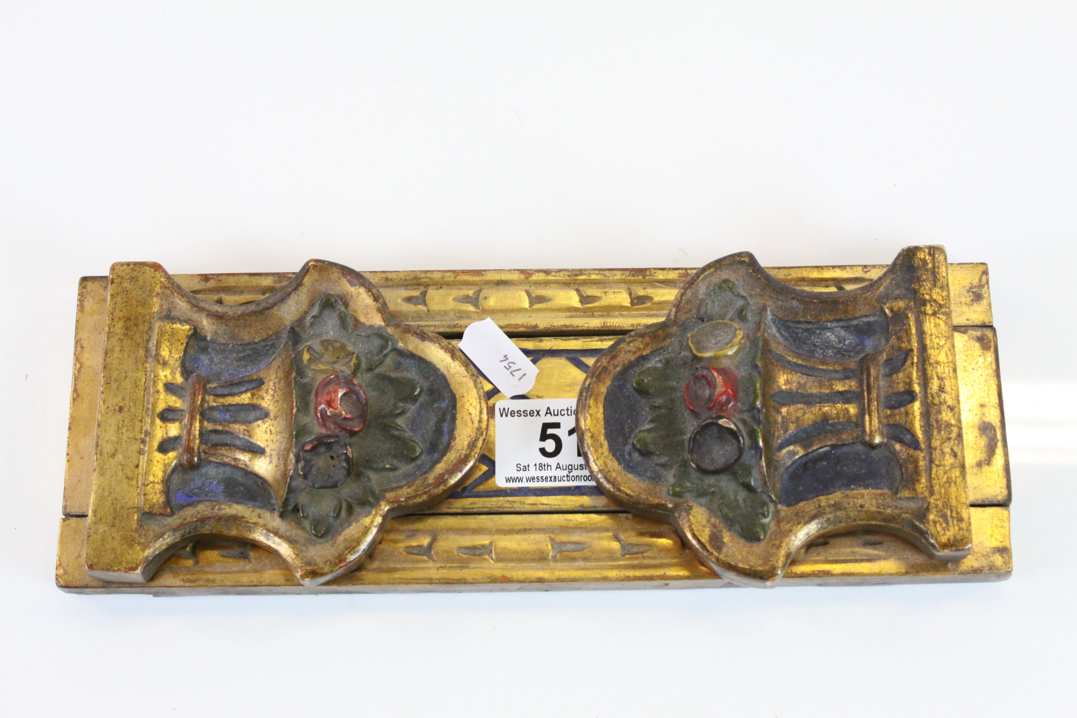 Sliding wooden Bookshelf with Gilt finish and Floral design - Image 4 of 4