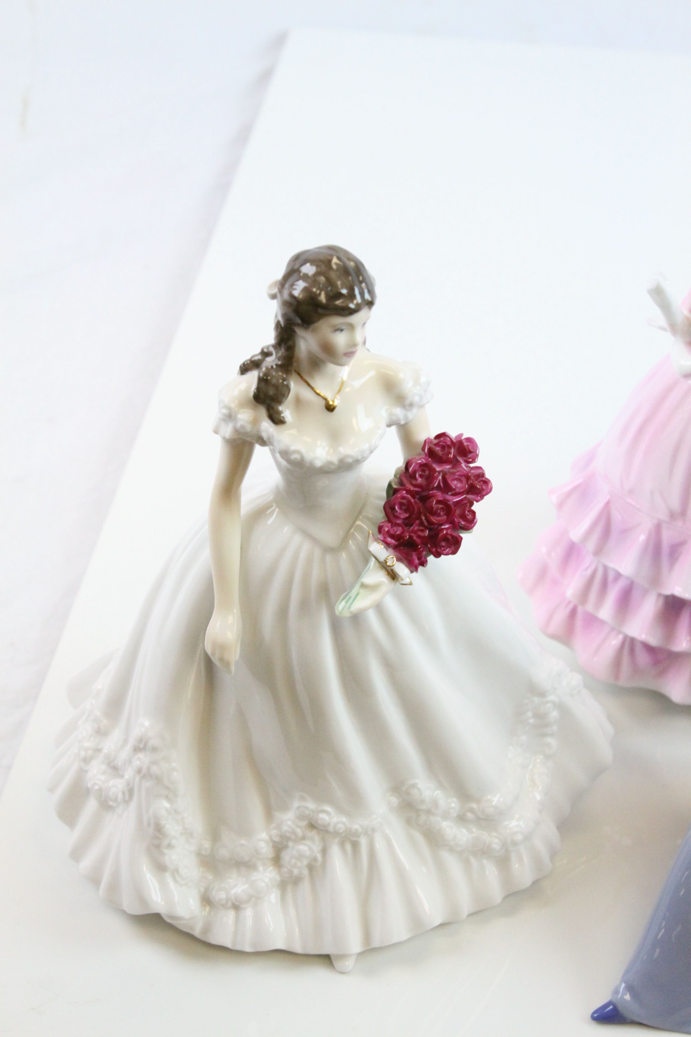 Two Nao figurines, Royal Doulton "Autumn Breezes" figurine & two Worcester figurines to include; - Image 2 of 6