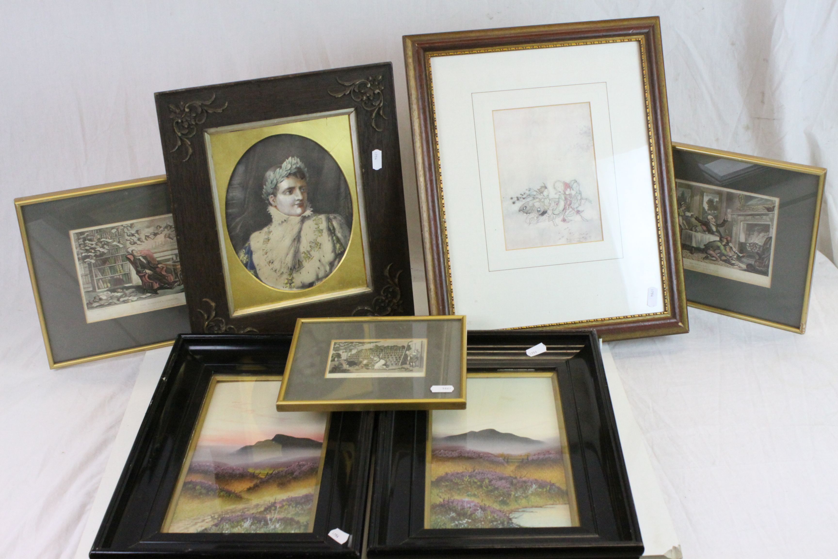 Small collection of vintage framed pictures & prints to include a pair of Watercolours