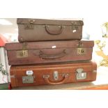 Vintage Leather Suitcase and Two Others