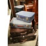 Four Vintage Suitcases, two filled with Linen