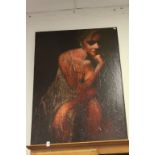 Large Oil on canvas of a semi nude Female