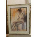 Framed and Glazed Pastel Portrait of a Seated Naked Lady