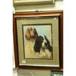 Framed Oil Painting Study of Two Cocker Spaniel Dogs