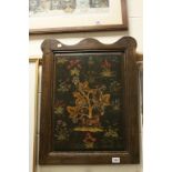 Antique Oak Panel with Painted Decoration