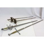 Two basket handled replica swords and two others.