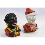 Two painted Cast Iron Money boxes with moving arm action