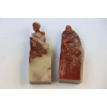 19th century carved hardstone statue seal stamp, the carved figure resembling a skeleton, height