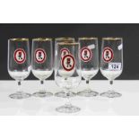 Six Watney Mann World Cup Ale drinking glasses from 1966