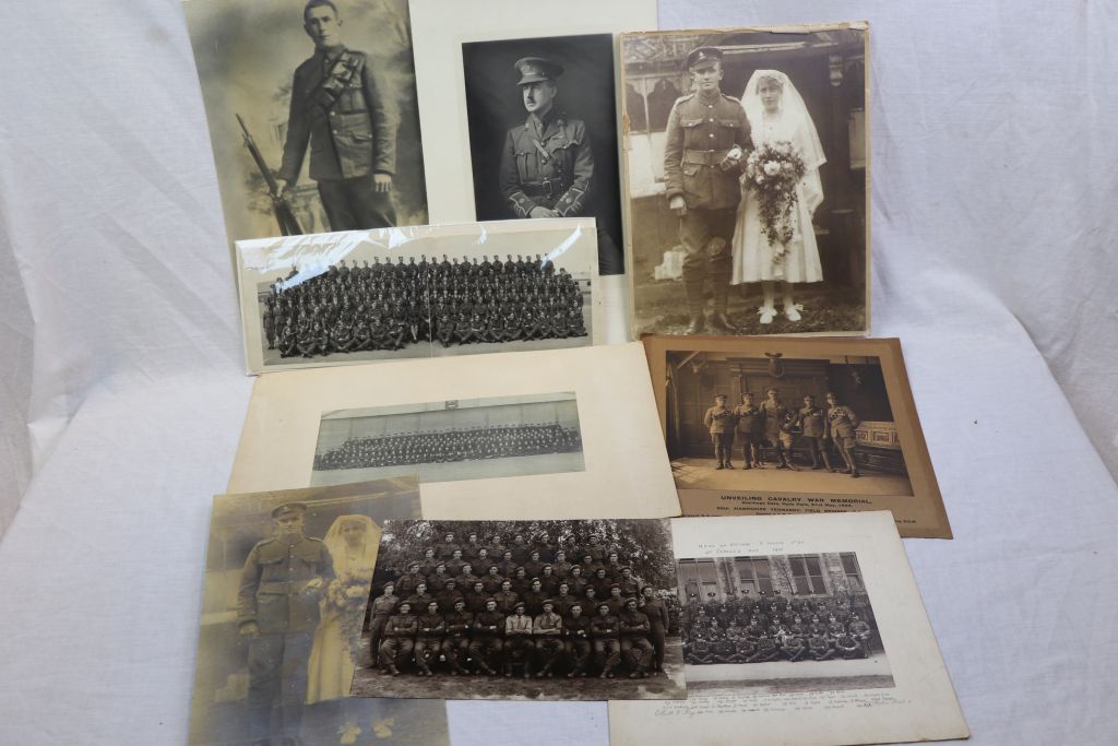 A Collection Of Eight Large Photographs From Both WW1 & WW2 To Include Individual Portrait